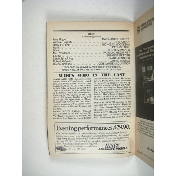 The Art Of Success Playbill Manhattan Theatre Club 1990 Nick Dear Atkinson - Picture 5 of 8
